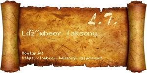 Löwbeer Taksony névjegykártya